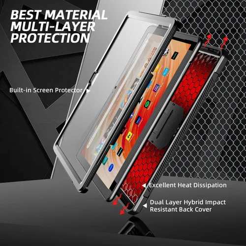 Miniatura 3 de Funda para tablet Amazon Fire HD 10 y Fire HD 10 Kids Pro (solo 13ª generación, versión 2023), DJ&RPPQ con protección completa, resistente