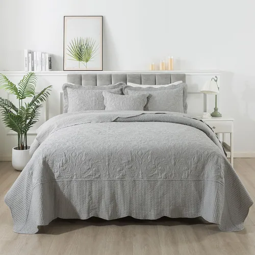 Miniatura 364 de HoneiLife - Juego de colcha de tamaño Queen, juego de ropa de cama de pana bordada de 3 piezas, colcha de lujo, ligera, cálida, para todas las Pana
