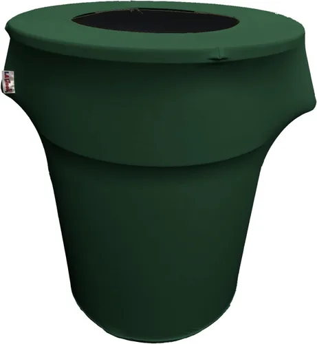 Miniatura 47 de LA Linen Cubierta para cubo de basura ajustable de elastano elástico de 32 galones, cubierta redonda para contenedor de residuos, decoración de Gris