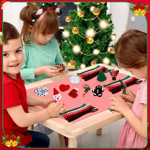 Miniatura 5 de UPINS Juego de 550 limpiapipas navideños que incluye 5 colores de tallos de felpilla y ojos móviles saltones para suministros de manualidades DIY