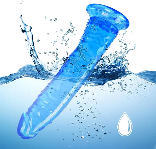 Miniatura 4 de Juego de consolador realista azul de 3 tamaños (pequeño y grande) consolador de succión TPE, placer anal y vaginal, compatible con arnés