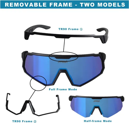 Miniatura 2 de Gafas de ciclismo polarizadas con 3 lentes intercambiables, gafas de equitación, béisbol, correr, esquí, deportes
