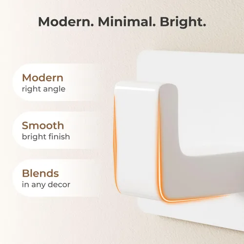 Miniatura 4 de GWAAZXGZ Perchero blanco para colgar en la pared, 2 rieles modulares (25 pulgadas en total), 8 ganchos en ángulo recto, organizador moderno