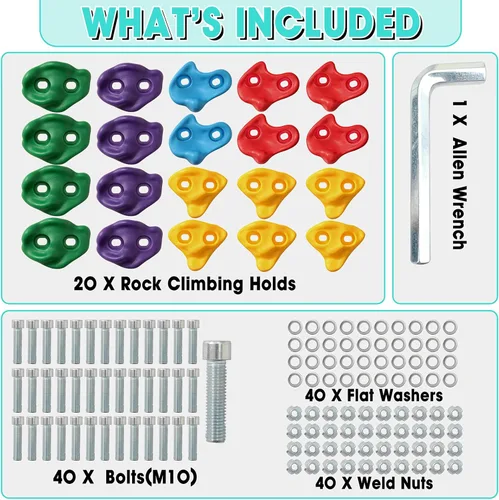 Miniatura 9 de Juego de 20 soportes grandes para escalada en roca para niños, grandes soportes de escalada para adultos para pared de roca para escalada de pared