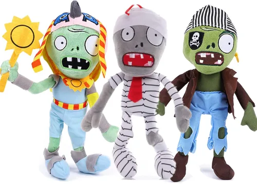 JHESAO 3 piezas de peluches de PVZ plantas y zombis juguetes de peluche normal zombie PVZ 1 2 peluche suave muñeca momia zombi nuevo