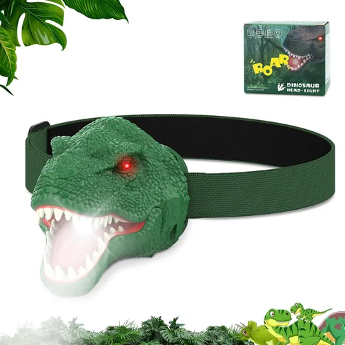 Miniatura 14 de Nitigo Linterna Frontal de Dinosaurio para Niños Linterna Paquete de 2, Linternas Frontales LED Recargables Modo Rugido y Silencioso, Juguetes
