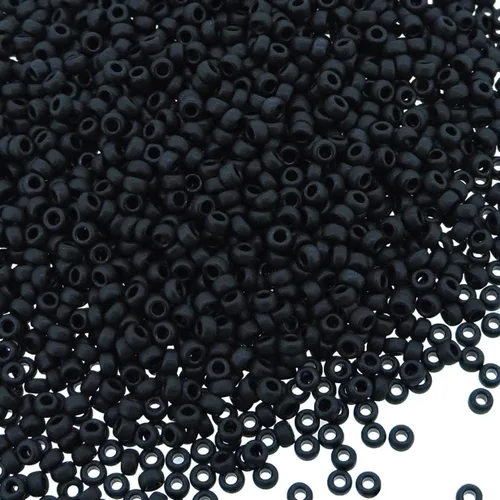 Miniatura 3 de Miyuki Cuentas de semillas redondas tamaño 15/0 0.29 oz negro mate
