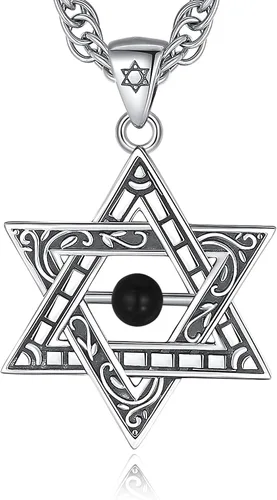 Miniatura 42 de CELESTIA Colgante de plata de ley 925, anillos de tetragrammaton, collar masónico, joyería de pentagrama para mujeres y hombres