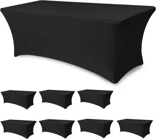 Miniatura 35 de Funda Elástica para Mesa para Mesas Rectangulares de 4 pies - Paquete de 8 Manteles de Spandex Azul Aguamarina con Elástico - Para Mesas Plegables