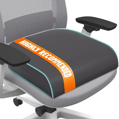 Miniatura 15 de SweetSlubr Cojín de asiento para aliviar el dolor de coxis, cojín para silla de oficina, cojín de espuma viscoelástica grande con funda Gris