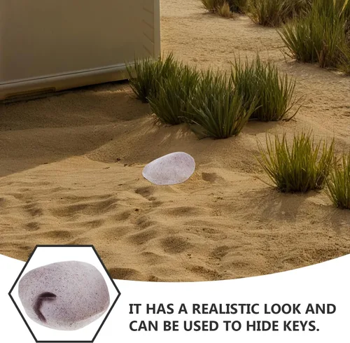 Miniatura 8 de TEHAUX Caja de almacenamiento de llaves de piedra realista, soporte oculto para llaves con material de resina para jardín y uso en interiores seguro