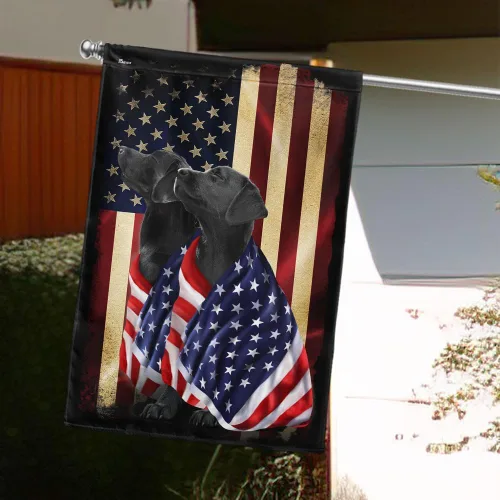Miniatura 2 de FLAGWIX Banderas de perro patriota americano, bandera de perro labrador retriever de doble cara, decoración para el hogar, exterior, bandera