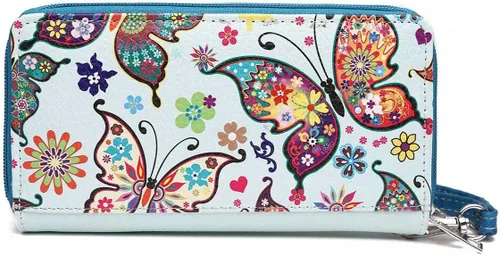 Miniatura 3 de Mariposa colorida primavera estilo occidental moda monedero mujeres pulseras cartera, Turquesa, Cartera de pulsera estilo occidental para mujer