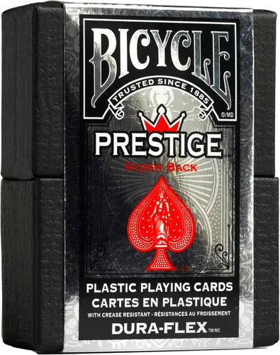 Miniatura 7 de Bicycle Prestige - Cartas de juego impermeables, baraja 100% de plástico negro, cartas de póquer duraderas de calidad de casino