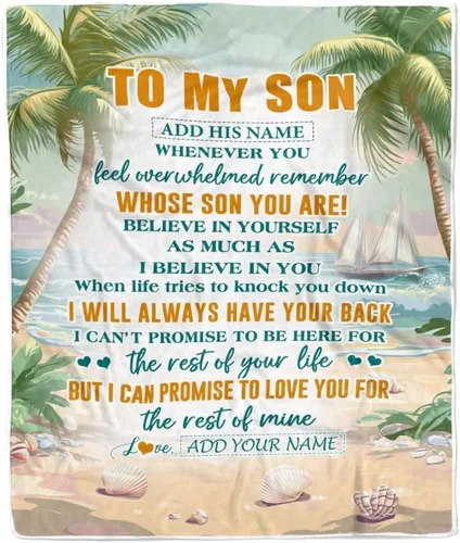 Miniatura 14 de Manta Personalizada "To My Son" de Mamá y Papá Regalos para Hijo que Va a la Universidad Cumpleaños Graduación Navidad Regalo Personalizado Manta