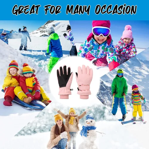 Miniatura 5 de JANGANNSA Guantes de esquí de invierno para niños y niñas, guantes de nieve para clima frío, guantes de esquí y snowboard impermeables con forro
