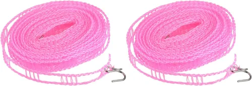 Miniatura 11 de uxcell Tendedero portátil, de nailon de 26.24 pies, resistente al viento, antideslizante, cuerda de lavado para patio, viajes al aire libre, Azul