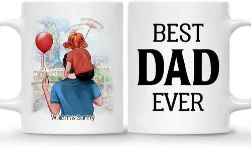 Miniatura 22 de Gossby Taza de café personalizada con texto en inglés "Best Dad Ever" (2 niños) – Taza de papá para papá, esposo – Taza personalizada de 11 onzas