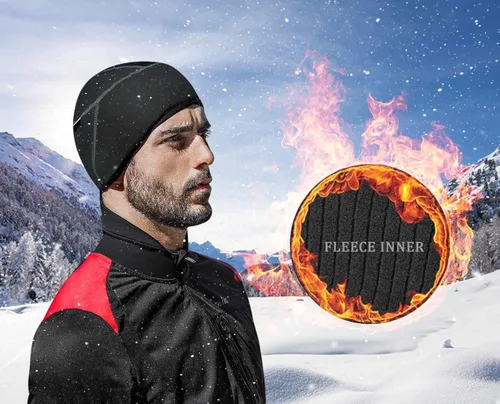 Miniatura 4 de Santic Casco de calavera de ciclismo para correr, casco de bicicleta, forro polar térmico resistente al viento, se adapta debajo de los cascos