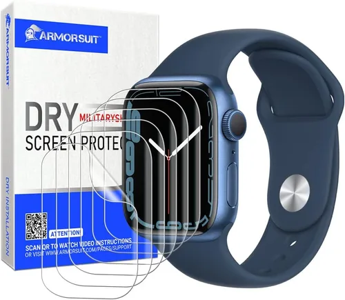 Miniatura 10 de ArmorSuit Paquete de 6 protectores de pantalla para Apple Watch Series 9/8/7 (1.614 pulgadas) Dry-Shield HD Clear TPU Dry Installation Film