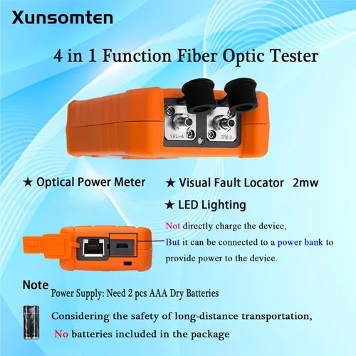 Miniatura 2 de 1pc probador de fibra óptica 3 en 1 función medidor de potencia óptica portátil (FC/SC/ST) y localizador de fallas visuales VFL e iluminación LED