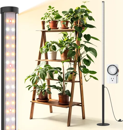 Luz de cultivo Barrina T10 Pro de pie con temporizador, 42W, 169 LEDs, luz de cultivo vertical de espectro completo para interior, cobertura amplia,