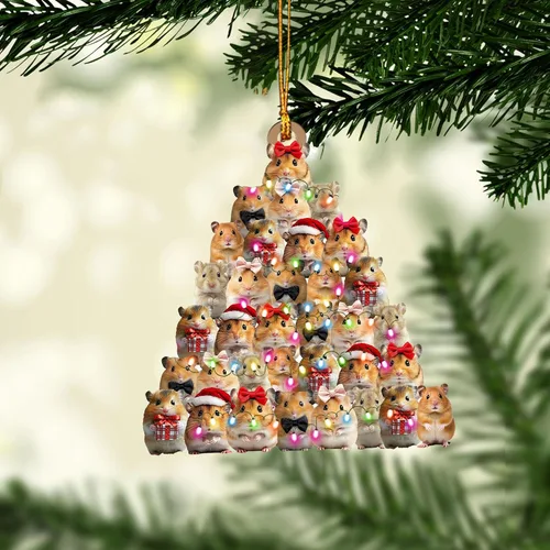 Miniatura 12 de Talataca Hámster con sombrero de Navidad, reno con cadena de luces 2D plano para espejo retrovisor para automóvil, accesorios para el árbol