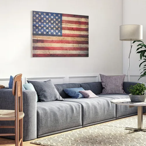 Miniatura 5 de Empire Art Direct Arte de pared con impresión digital de bandera estadounidense en madera maciza, 30 x 45 x 1.5 pulgadas, listo para colgar