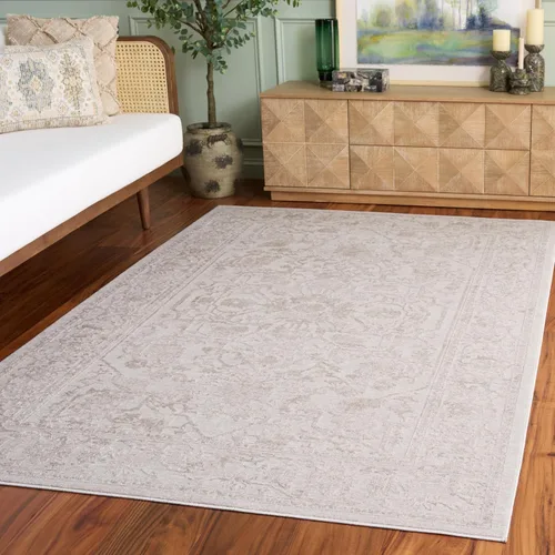 Miniatura 9 de Safavieh Reflection Collection RFT665C - Alfombra de 8 x 10 pies, gris claro y crema, bohemio, desgastado, no se desprende, de fácil cuidado