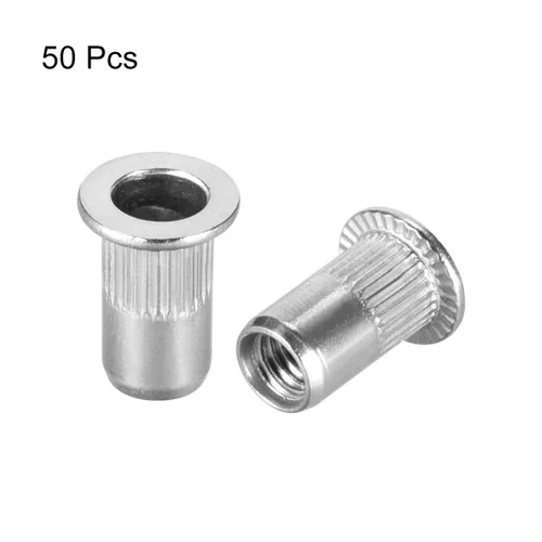 Miniatura 2 de uxcell M5 304 Tuercas de remache de acero inoxidable Inserto de cabeza plana 50 PC