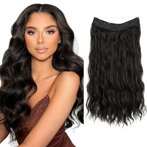 Miniatura 12 de SARLA Extensión de Cabello con Alambre Invisible con 3 Clips Pieza de Cabello Sintética Corta de Ondas de Playa Diadema Transparente Ajustable
