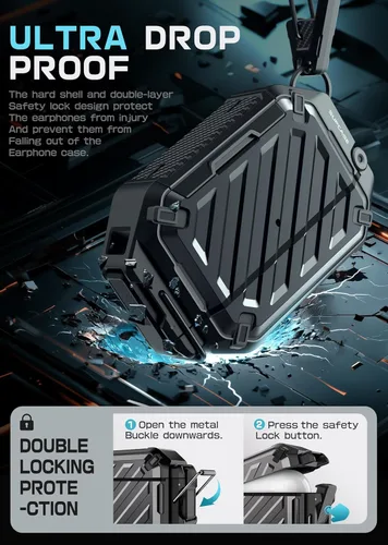 Miniatura 4 de SUPCASE Funda para AirPods Pro de 2ª/1ª generación con cerradura y mosquetón (Unicorn Beetle Pro), [IP68 resistente al agua]