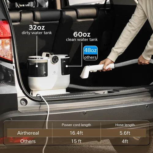 Miniatura 3 de Airthereal - Limpiador portátil de manchas para tapicería, máquina de limpieza de alfombras con calentamiento instantáneo, máquina de champú