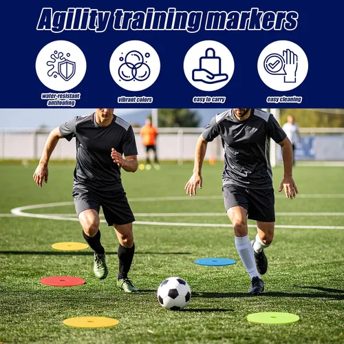 Miniatura 3 de 50 marcadores de puntos de cono plano de 6 pulgadas, antideslizantes, agujeros de piso, conos de fútbol, canchas de campo, discos planos