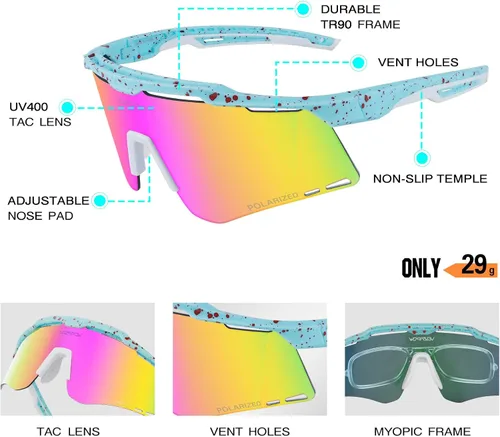 Miniatura 7 de Gafas de sol deportivas para hombres y mujeres, lentes de sol polarizados de ciclismo, gafas de sol de béisbol, protección UV, para correr, MTB