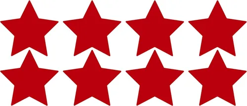 Miniatura 3 de LiteMark Durable Stars, calcomanía roja brillante de 5.5 pulgadas, uso en hormigón liso, azulejos, vidrio, paquete de 8 estrellas Rojo