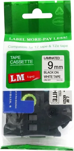Miniatura 28 de Cinta LM - Brother PT-1010 3/8 pulgadas (0.354 in 0.35 laminadas) Negro sobre transparente compatible con TZe P-Touch Cinta para rotuladora Brother