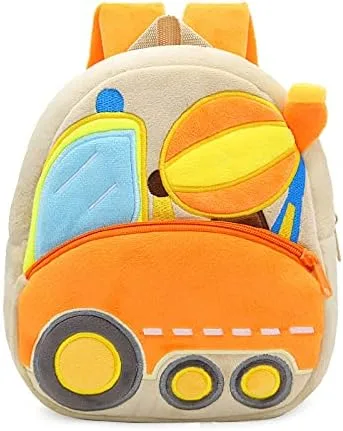 NICE CHOICE Camión de peluche para niños pequeños, excavadora, mezcladora de excavadora, mochila para niños y niñas