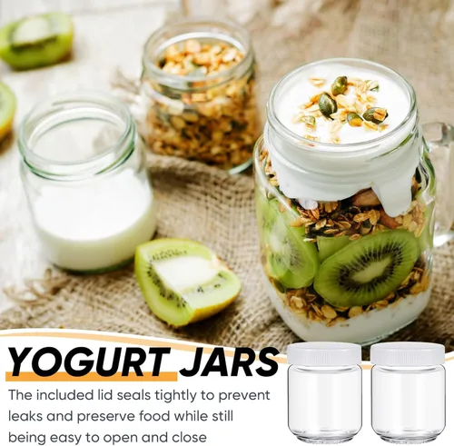 Miniatura 6 de Baderke 16 recipientes de avena durante la noche con tapas, tarros de vidrio para yogur reutilizables para yogurt, recipientes de yogur para pudín