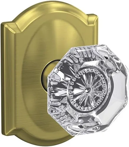 Miniatura 9 de Schlage Custom FC21 ALX 716 COL Alexandria - Pomo de cristal con moldura Collins para pasillos y cerraduras de cama, bronce envejecido