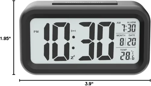 Miniatura 8 de Reloj despertador digital, reloj despertador para dormitorio con luz nocturna inteligente, temperatura interior, pantalla LED grande, reloj