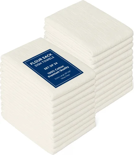 Miniatura 17 de ROYALE LINENS Paquete de 12 toallas de cocina blancas de 33 x 38 pulgadas, 100 % algodón, a prueba de pan, colado de queso, hornear, limpieza, Blanco