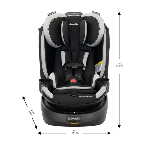 Miniatura 9 de Evenflo Revolve360 Slim 2-en-1 Asiento rotacional para auto con cubierta de limpieza rápida (Negro Salem)