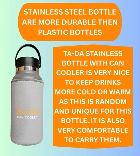 Miniatura 2 de TA-DA Botella de acero inoxidable con enfriador de latas, fría hasta 24 horas y caliente hasta 12 horas, el enfriador de latas es más cómodo