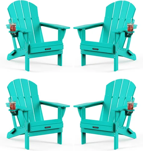 Miniatura 38 de MUCHENGHY Sillas Adirondack plegables, sillas de patio, sillas de césped, silla para exteriores, silla Adirondack de plástico, hoguera, resistente a