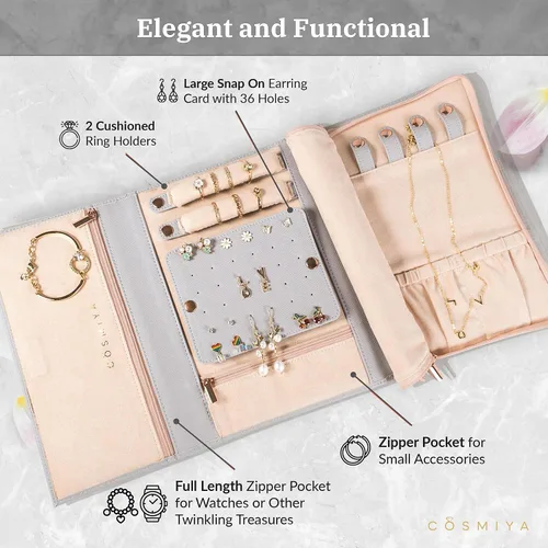 Miniatura 3 de COSMIYA Joyero de viaje personalizado con inicial, regalos personalizados con monograma para mujeres, regalos de propuesta de dama de honor