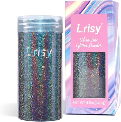 Miniatura 10 de Lrisy - Polvo holográfico de purpurina extrafina con tapa agitadora, lentejuelas con purpurina para resina epoxi, slime, vasos, uñas y artes