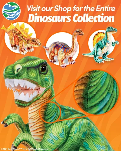 Miniatura 4 de Real Planet Juguete de peluche de dinosaurio de 14 pulgadas, animal de peluche de dinosaurio, peluche de dinosaurio seguro para bebés, lindos 14.2