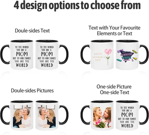 Miniatura 2 de Taza con foto personalizada, diseño de tu propio estilo con imagen de palabras, 11 onzas, varios colores, regalos personalizados para cumpleaños