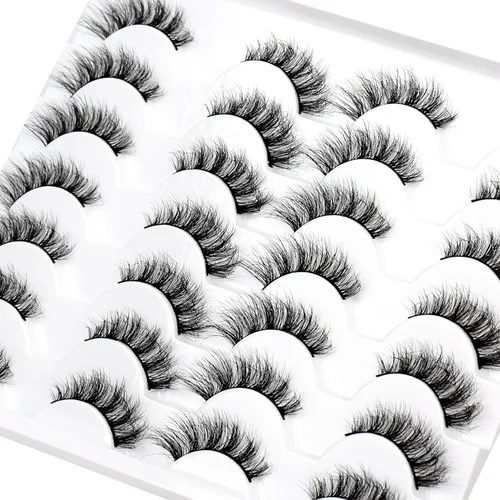 Miniatura 354 de Pooplunch - Pestañas postizas finas de visón sintético, estilo ojo de gato, naturales, cruzadas, tipo racimo, efecto 8D de volumen, tiras